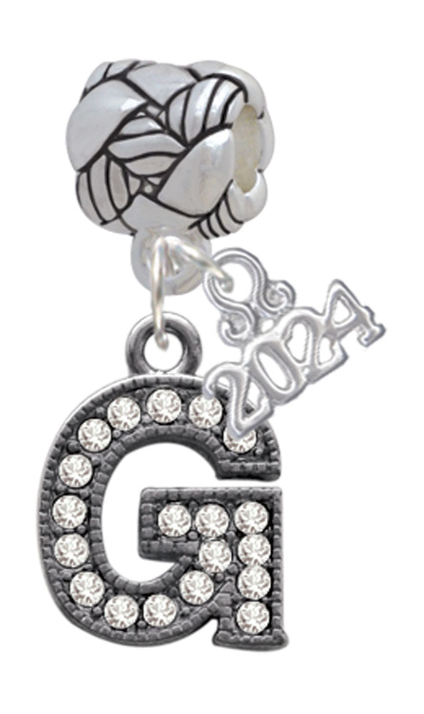 Delight Jewelry Black Nickeltone Crystal Initial - Beaded Border - Woven Rope Charm Bead Dangle with Year 2024 Image 7