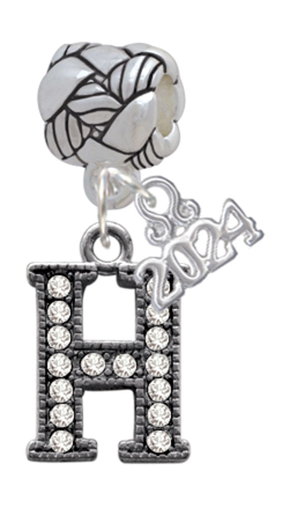 Delight Jewelry Black Nickeltone Crystal Initial - Beaded Border - Woven Rope Charm Bead Dangle with Year 2024 Image 8