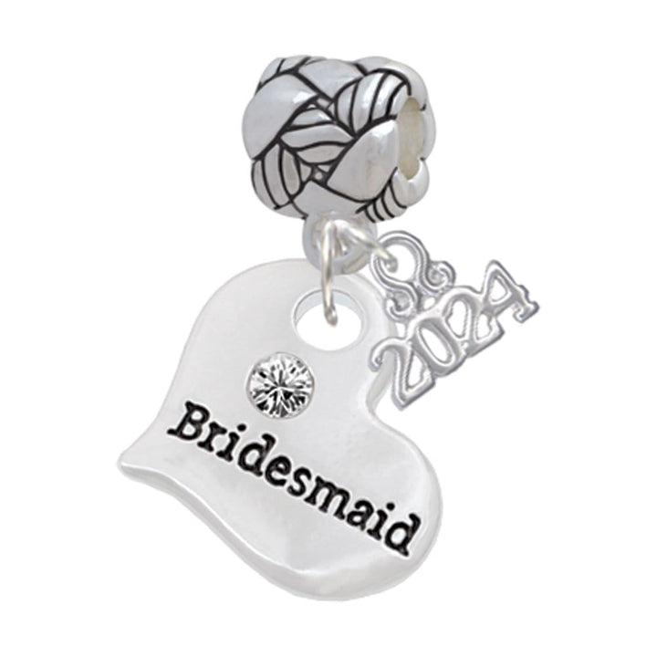 Delight Jewelry Silvertone Large Bridal Heart Woven Rope Charm Bead Dangle with Year 2024 Image 1