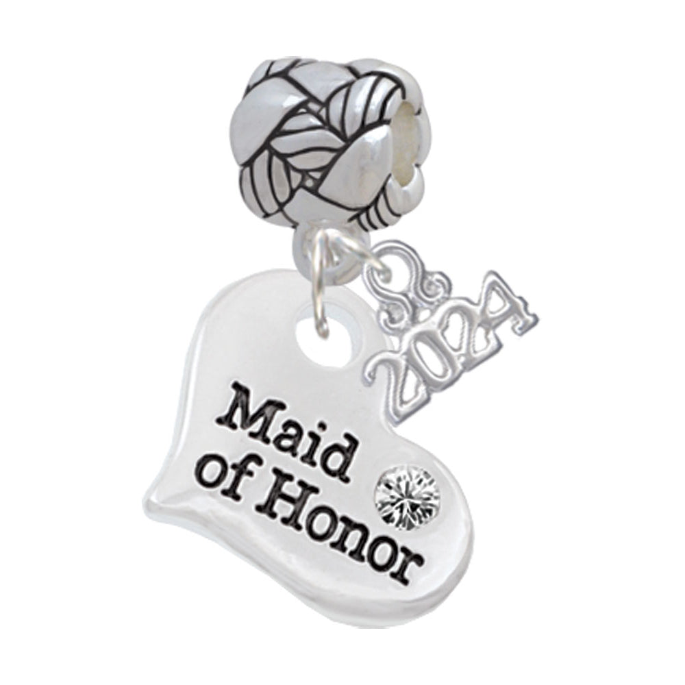 Delight Jewelry Silvertone Large Bridal Heart Woven Rope Charm Bead Dangle with Year 2024 Image 7