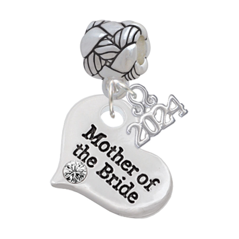 Delight Jewelry Silvertone Large Bridal Heart Woven Rope Charm Bead Dangle with Year 2024 Image 8
