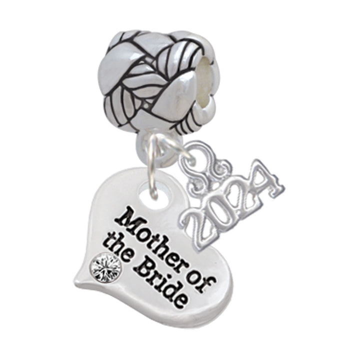 Delight Jewelry Silvertone Small Bridal Heart Woven Rope Charm Bead Dangle with Year 2024 Image 8