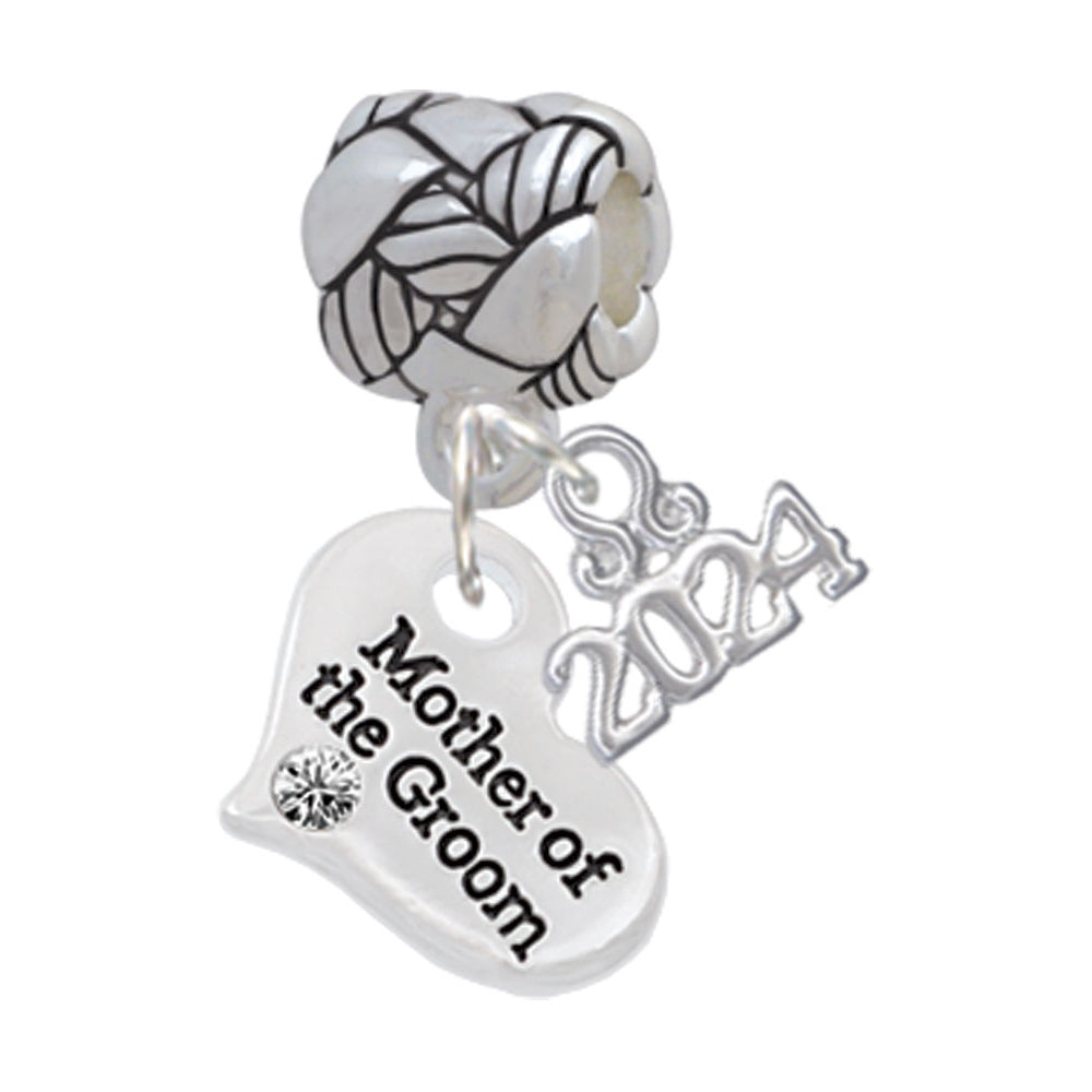 Delight Jewelry Silvertone Small Bridal Heart Woven Rope Charm Bead Dangle with Year 2024 Image 9