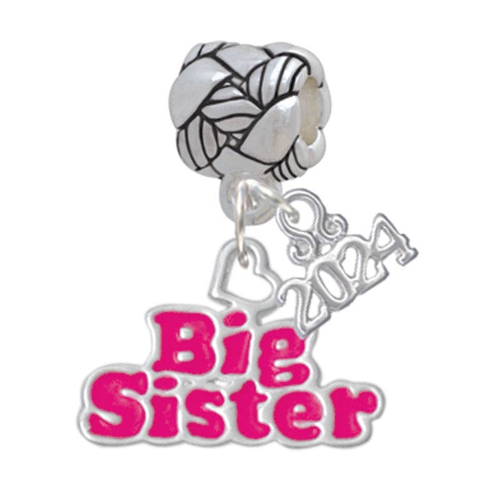 Delight Jewelry Silvertone Big Sister with Heart Woven Rope Charm Bead Dangle with Year 2024 Image 4