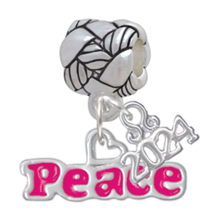 Delight Jewelry Peace with Heart Woven Rope Charm Bead Dangle with Year 2024 Image 1