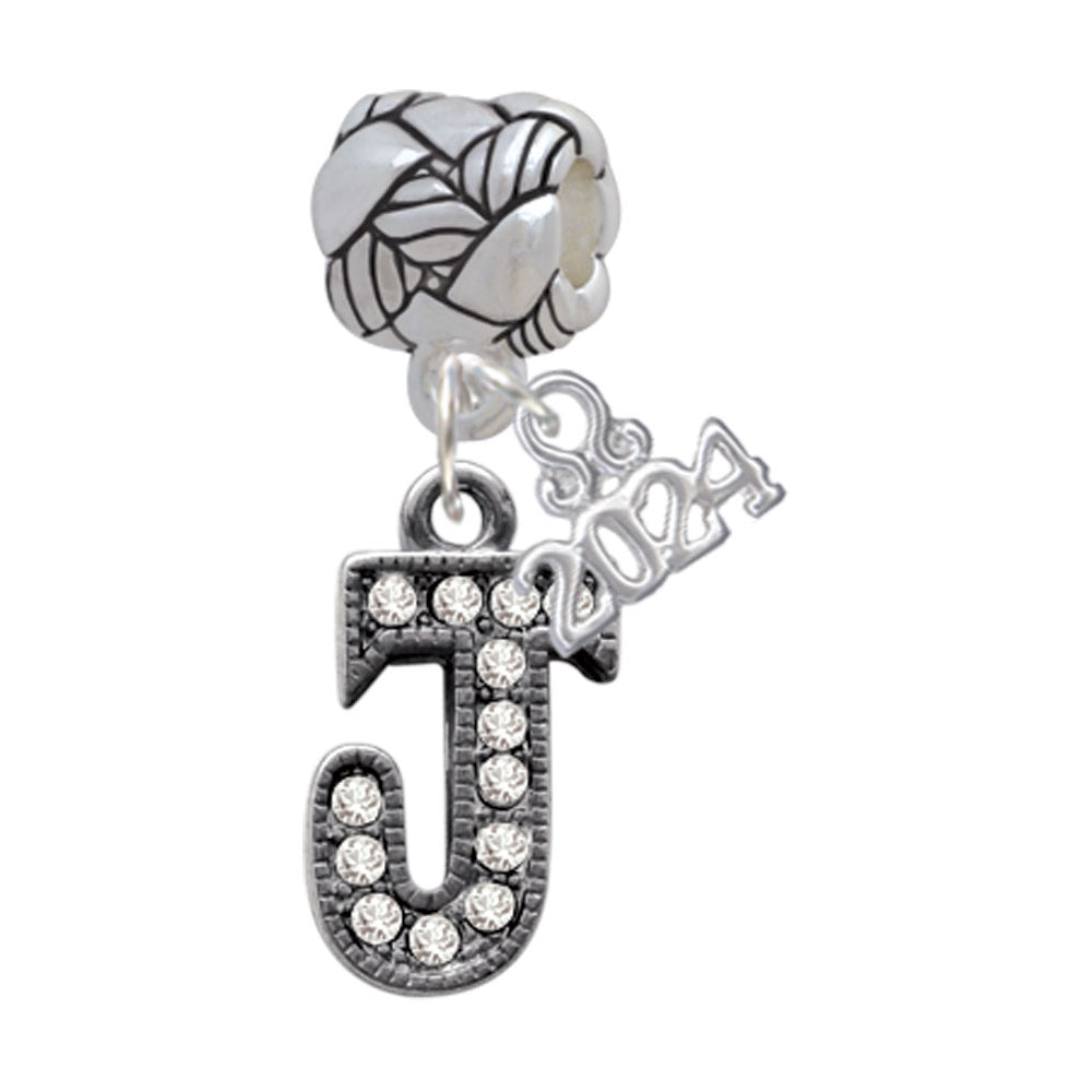 Delight Jewelry Black Nickeltone Crystal Initial - Beaded Border - Woven Rope Charm Bead Dangle with Year 2024 Image 10