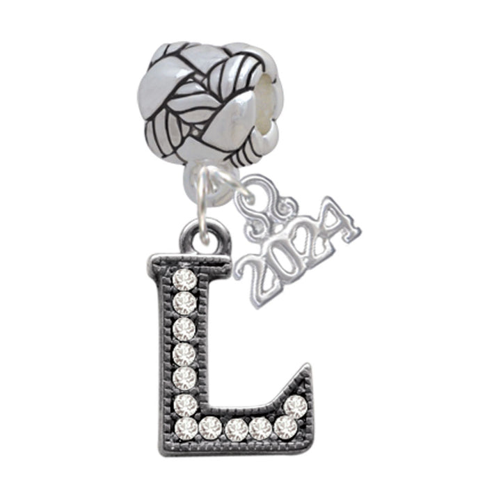 Delight Jewelry Black Nickeltone Crystal Initial - Beaded Border - Woven Rope Charm Bead Dangle with Year 2024 Image 12