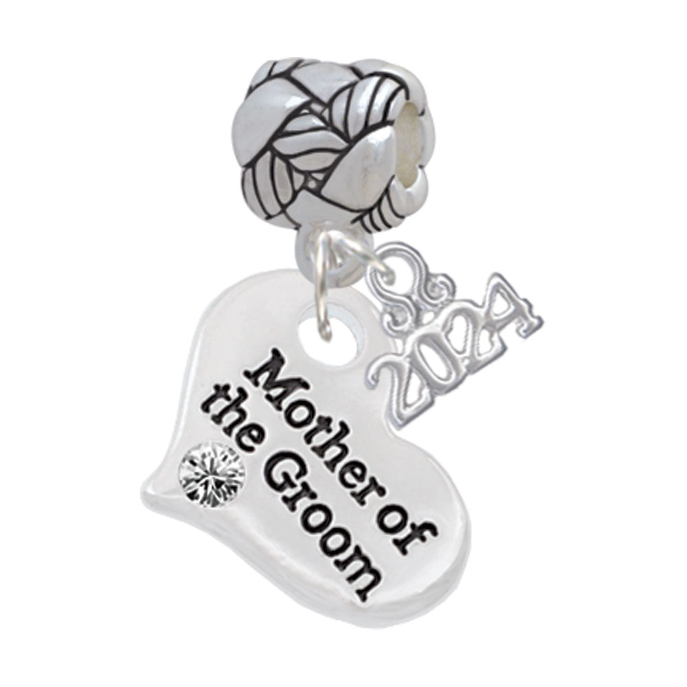 Delight Jewelry Silvertone Large Bridal Heart Woven Rope Charm Bead Dangle with Year 2024 Image 9