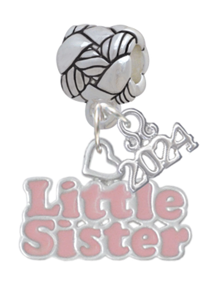 Delight Jewelry Little Sister with Heart Woven Rope Charm Bead Dangle with Year 2024 Image 1