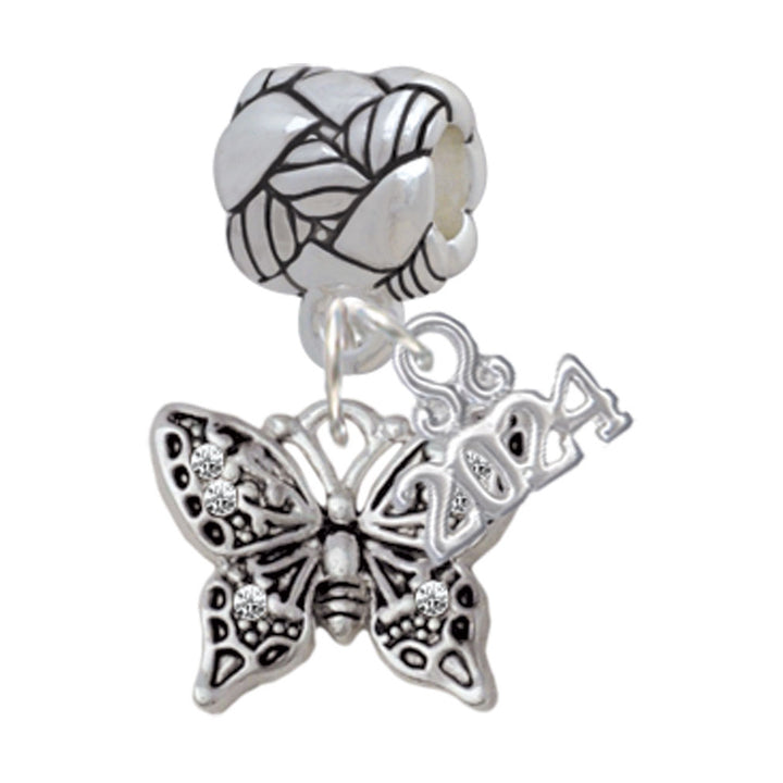 Delight Jewelry Plated Small Antiqued Crystal Butterfly Woven Rope Charm Bead Dangle with Year 2024 Image 1