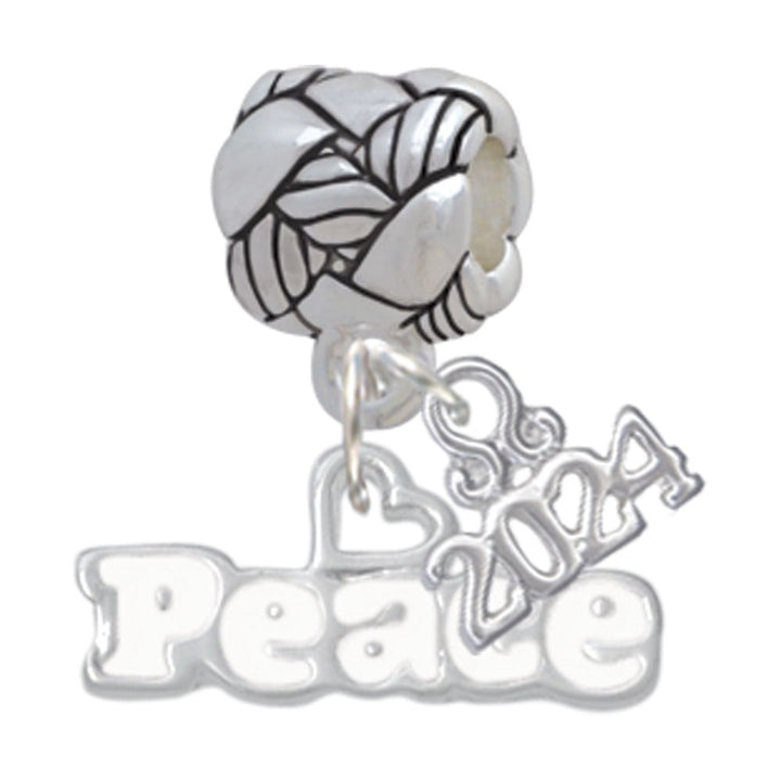 Delight Jewelry Peace with Heart Woven Rope Charm Bead Dangle with Year 2024 Image 1