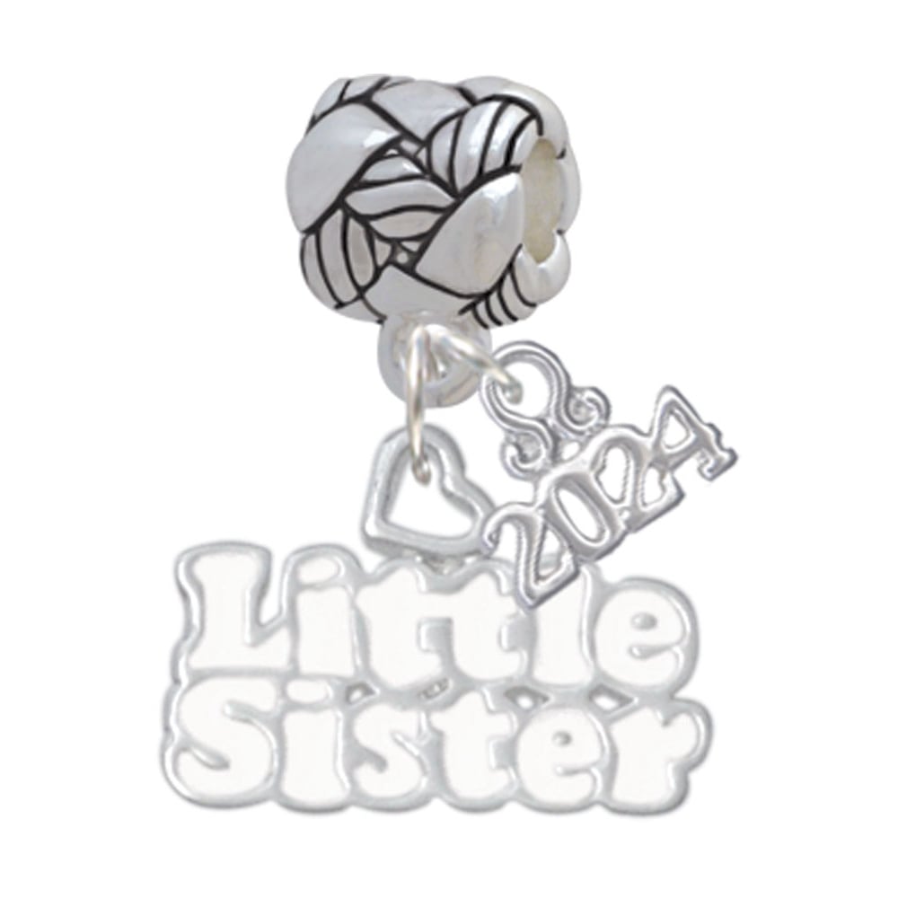 Delight Jewelry Little Sister with Heart Woven Rope Charm Bead Dangle with Year 2024 Image 1