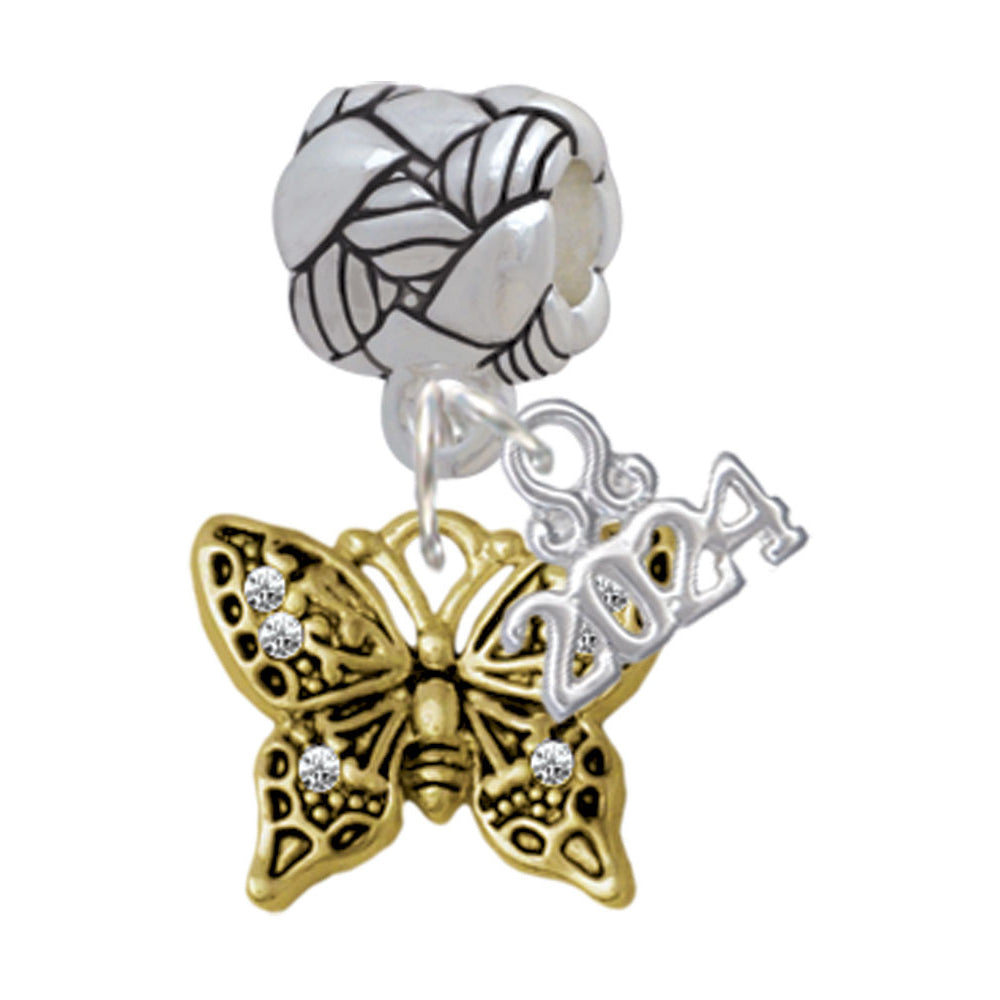 Delight Jewelry Plated Small Antiqued Crystal Butterfly Woven Rope Charm Bead Dangle with Year 2024 Image 4