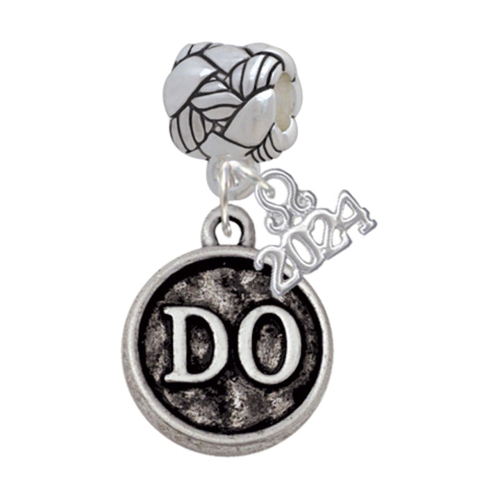 Delight Jewelry Silvertone Doctor Caduceus Seal Woven Rope Charm Bead Dangle with Year 2024 Image 4