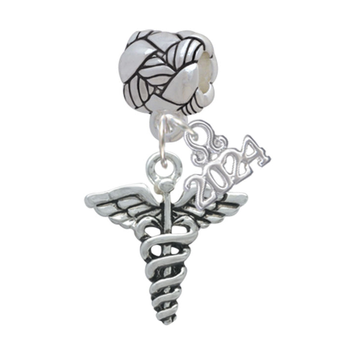 Delight Jewelry Caduceus Woven Rope Charm Bead Dangle with Year 2024 Image 1