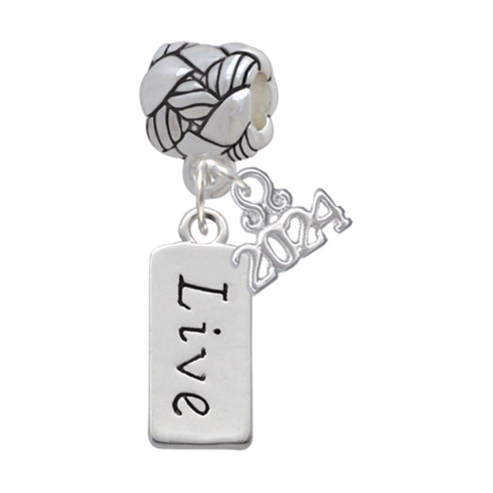 Delight Jewelry Silvertone Message Woven Rope Charm Bead Dangle with Year 2024 Image 1
