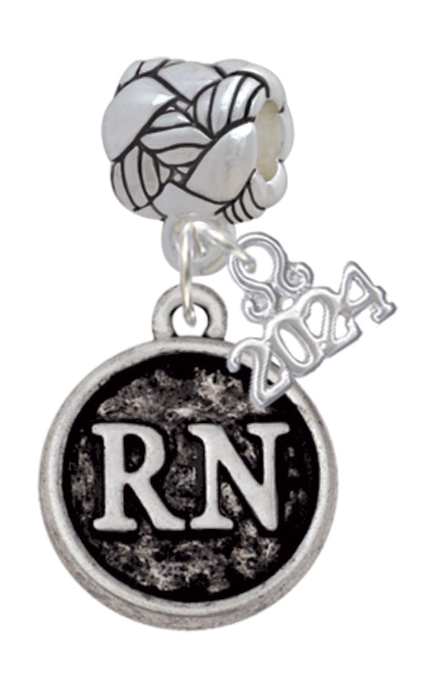 Delight Jewelry Silvertone Nurse Caduceus Seal Woven Rope Charm Bead Dangle with Year 2024 Image 1