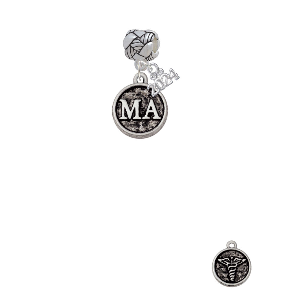 Delight Jewelry Silvertone Medical Assistant Caduceus Seal - Woven Rope Charm Bead Dangle with Year 2024 Image 2