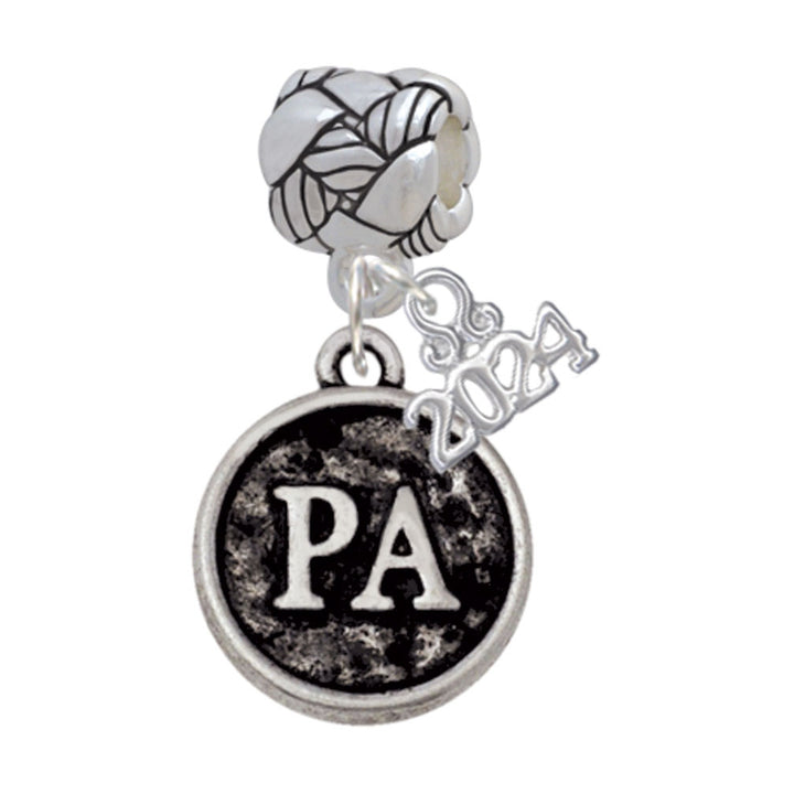 Delight Jewelry Silvertone Medical Assistant Caduceus Seal - Woven Rope Charm Bead Dangle with Year 2024 Image 4