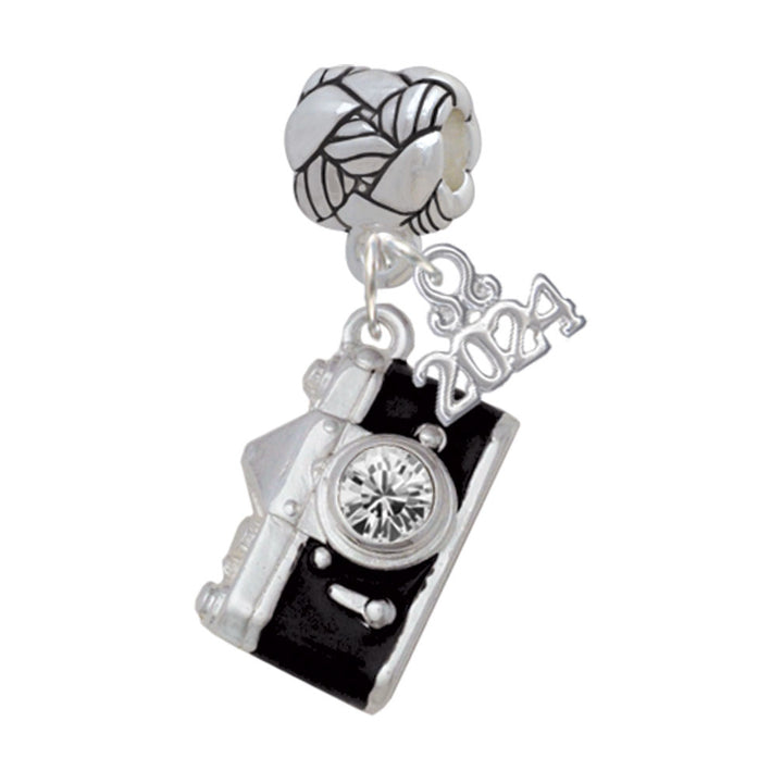 Delight Jewelry Silvertone Camera Woven Rope Charm Bead Dangle with Year 2024 Image 1