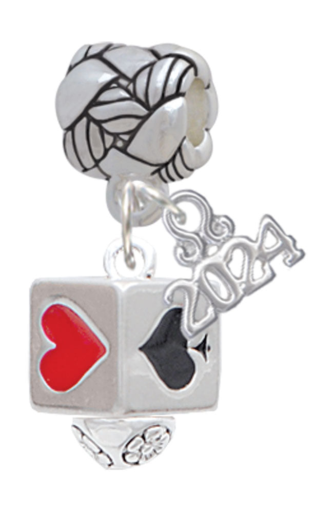 Delight Jewelry Card Suits Square Spinner Woven Rope Charm Bead Dangle with Year 2024 Image 1