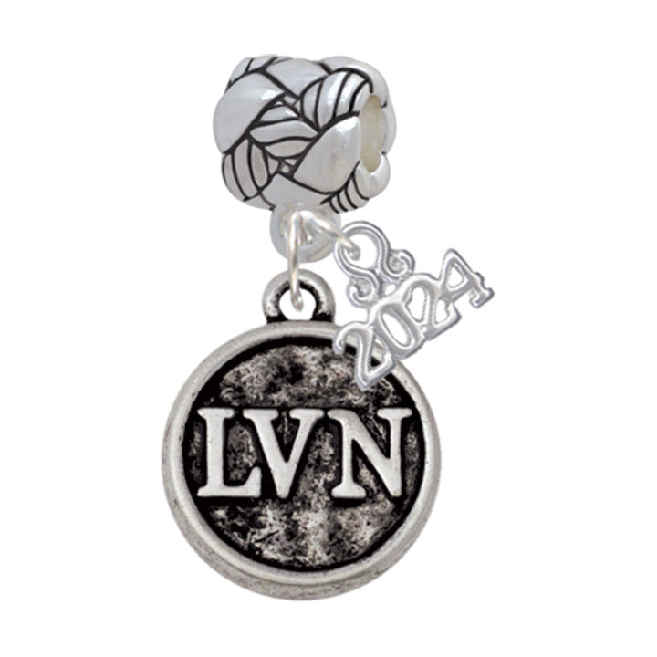 Delight Jewelry Silvertone Nurse Caduceus Seal Woven Rope Charm Bead Dangle with Year 2024 Image 6