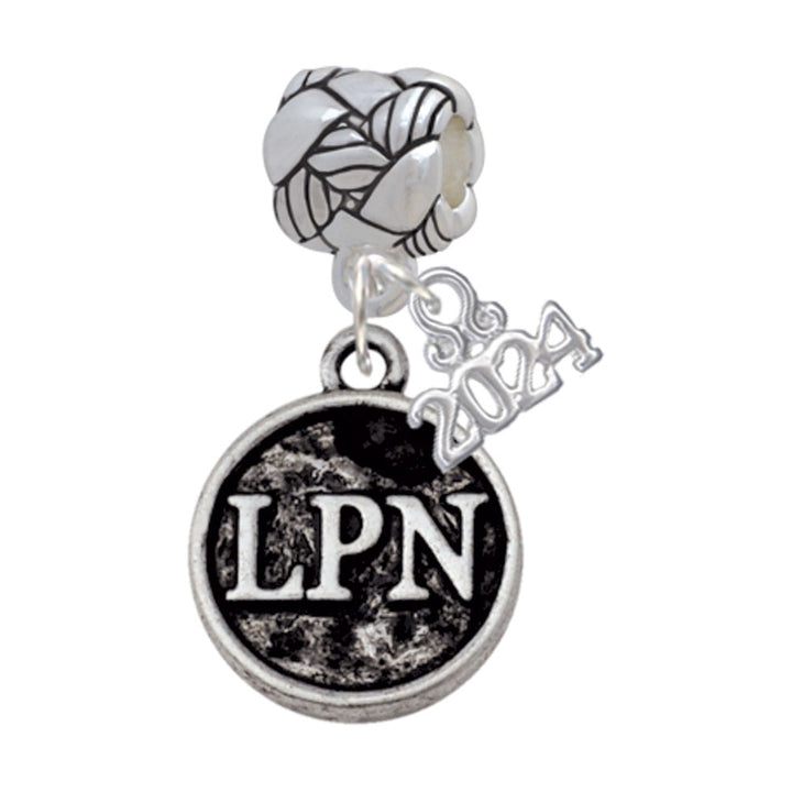 Delight Jewelry Silvertone Nurse Caduceus Seal Woven Rope Charm Bead Dangle with Year 2024 Image 7