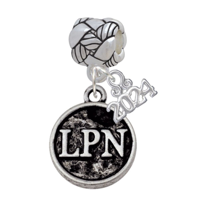 Delight Jewelry Silvertone Nurse Caduceus Seal Woven Rope Charm Bead Dangle with Year 2024 Image 1