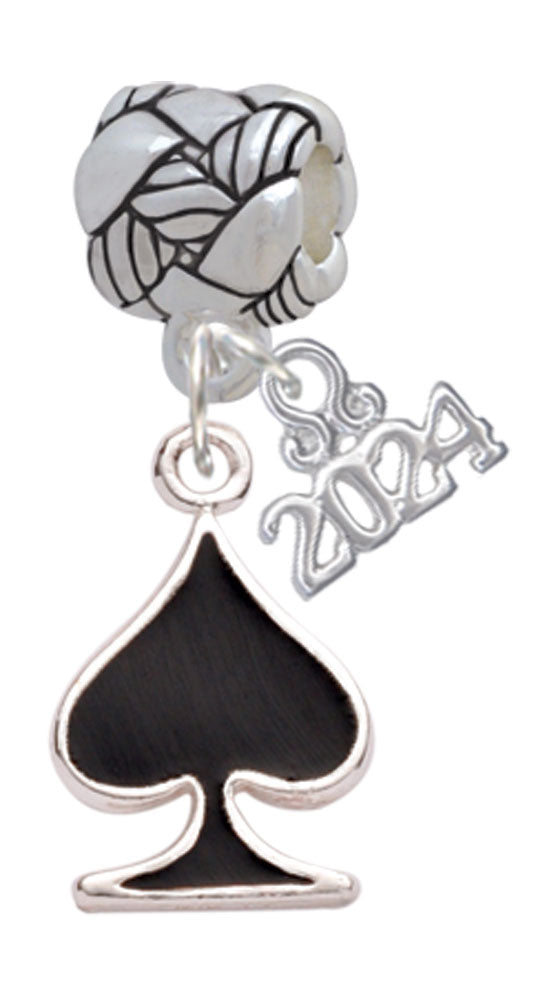 Delight Jewelry Silvertone Enamel Card Suit -Woven Rope Charm Bead Dangle with Year 2024 Image 1