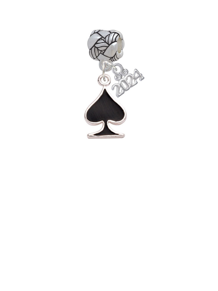 Delight Jewelry Silvertone Enamel Card Suit -Woven Rope Charm Bead Dangle with Year 2024 Image 2