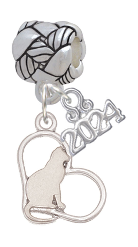 Delight Jewelry Cat Silhouette Heart Woven Rope Charm Bead Dangle with Year 2024 Image 1