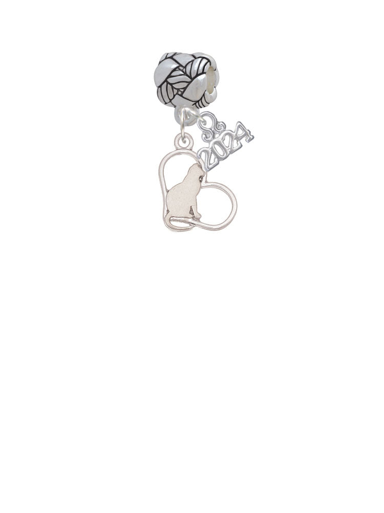 Delight Jewelry Cat Silhouette Heart Woven Rope Charm Bead Dangle with Year 2024 Image 2