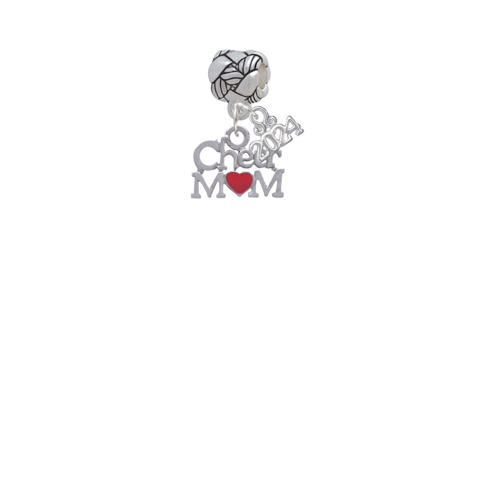Delight Jewelry Silvertone Cheer Mom with Heart Woven Rope Charm Bead Dangle with Year 2024 Image 2