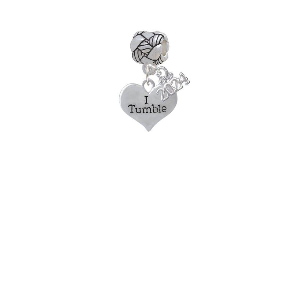 Delight Jewelry Silvertone Cheer Message Heart Woven Rope Charm Bead Dangle with Year 2024 Image 2