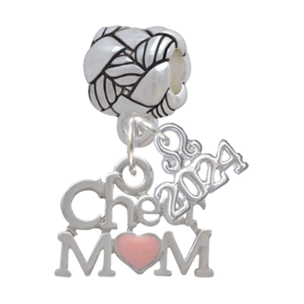 Delight Jewelry Silvertone Cheer Mom with Heart Woven Rope Charm Bead Dangle with Year 2024 Image 4