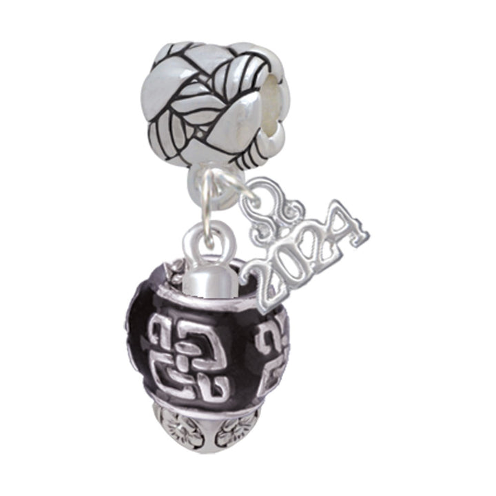 Delight Jewelry Chinese Pattern on Black Spinner Woven Rope Charm Bead Dangle with Year 2024 Image 1