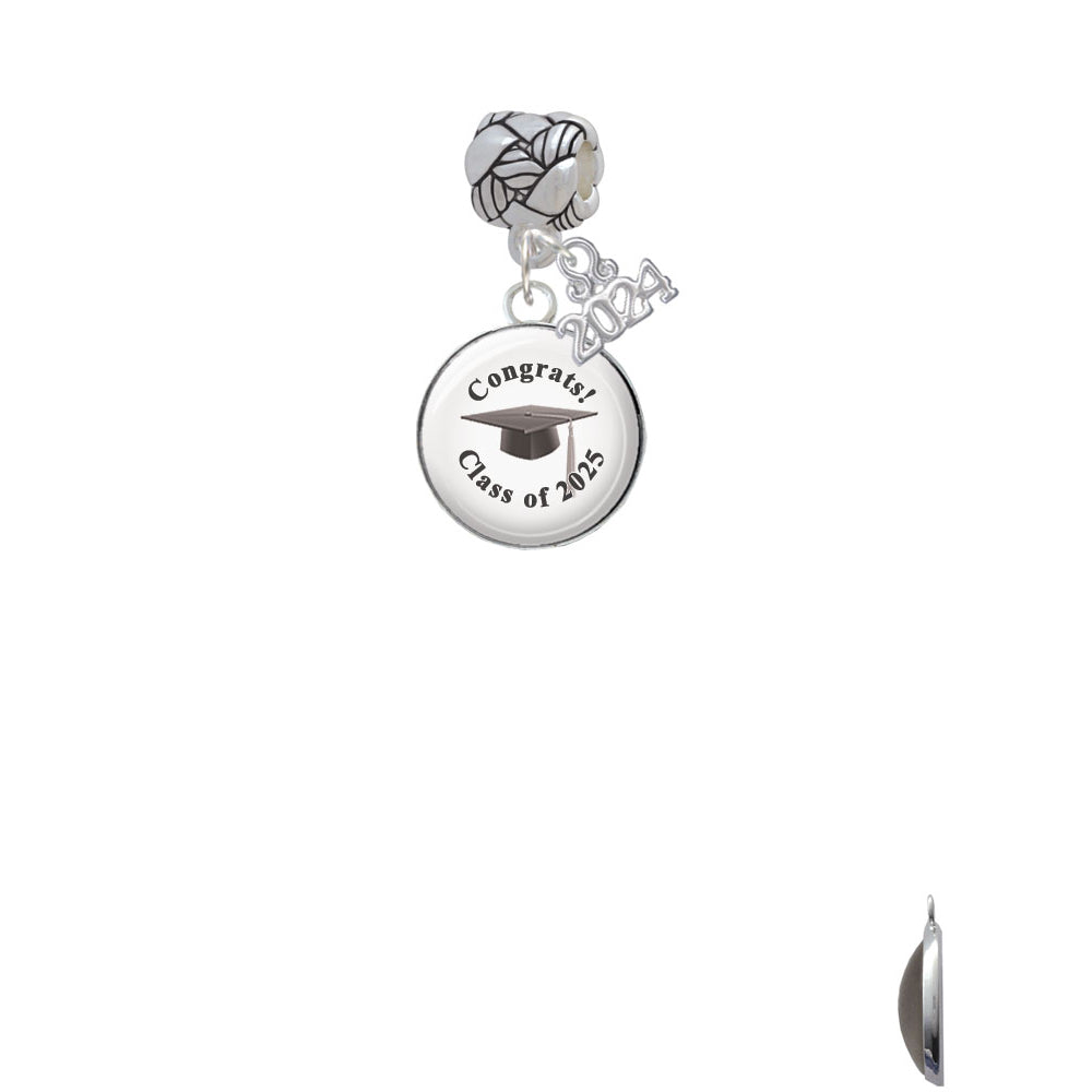 Delight Jewelry Silvertone Domed Class of Woven Rope Charm Bead Dangle with Year 2024 Image 2