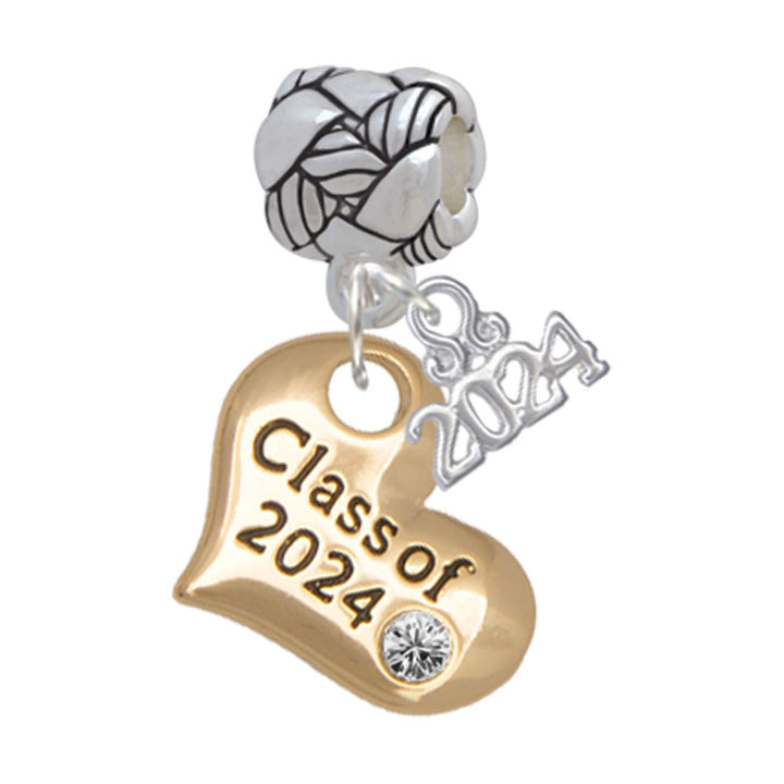 Delight Jewelry Goldtone Class of Heart Woven Rope Charm Bead Dangle with Year 2024 Image 4
