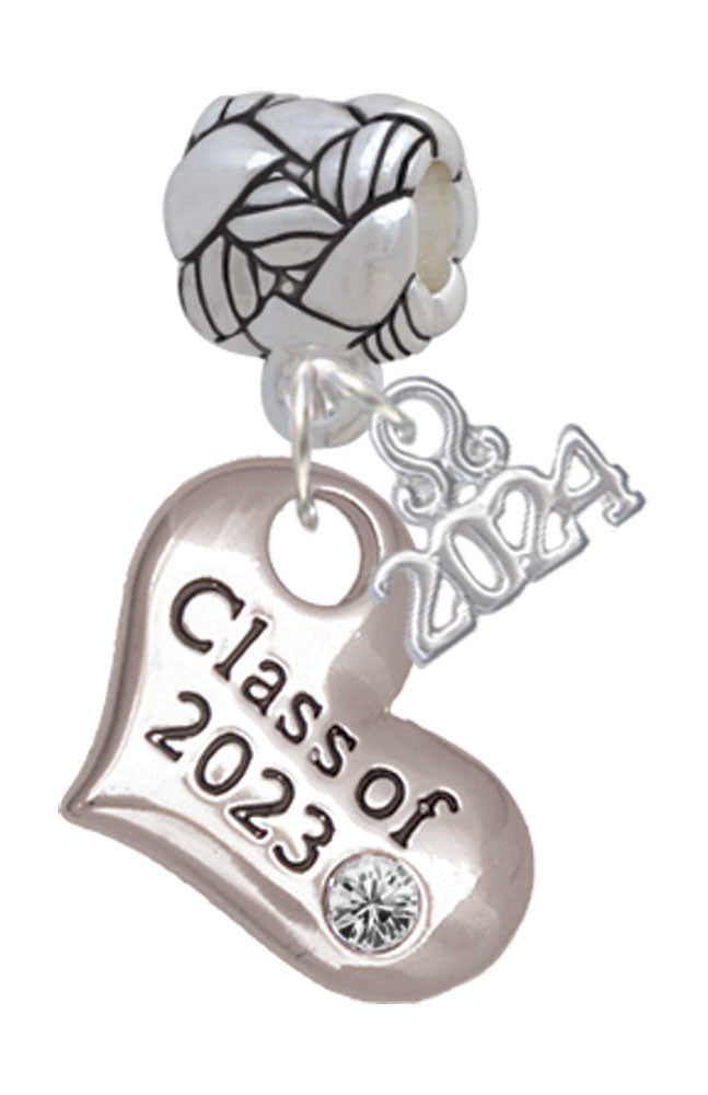 Delight Jewelry Silvertone Class of Heart Woven Rope Charm Bead Dangle with Year 2024 Image 1