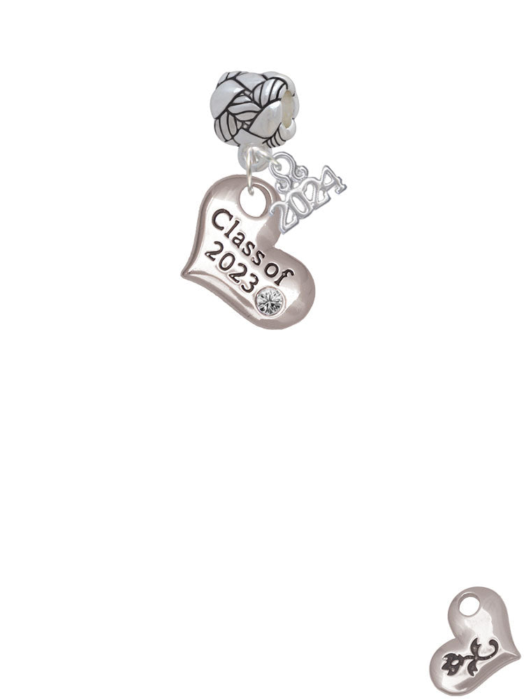 Delight Jewelry Silvertone Class of Heart Woven Rope Charm Bead Dangle with Year 2024 Image 2