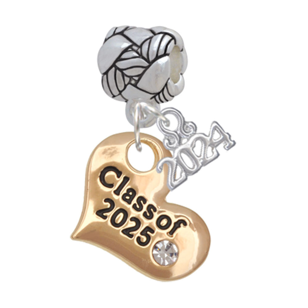 Delight Jewelry Goldtone Class of Heart Woven Rope Charm Bead Dangle with Year 2024 Image 6