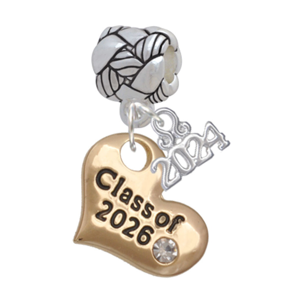 Delight Jewelry Goldtone Class of Heart Woven Rope Charm Bead Dangle with Year 2024 Image 7