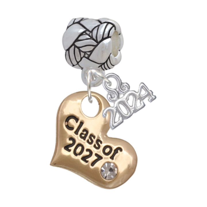 Delight Jewelry Goldtone Class of Heart Woven Rope Charm Bead Dangle with Year 2024 Image 8