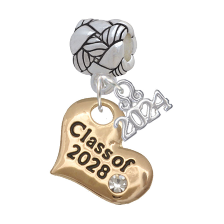 Delight Jewelry Goldtone Class of Heart Woven Rope Charm Bead Dangle with Year 2024 Image 9