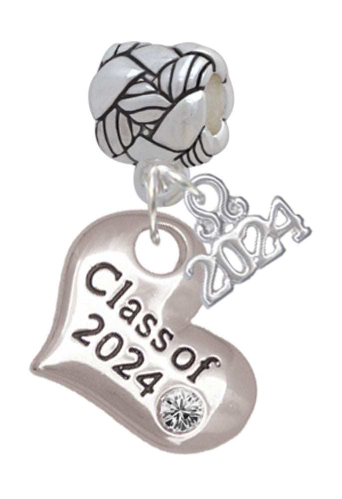 Delight Jewelry Silvertone Class of Heart Woven Rope Charm Bead Dangle with Year 2024 Image 4