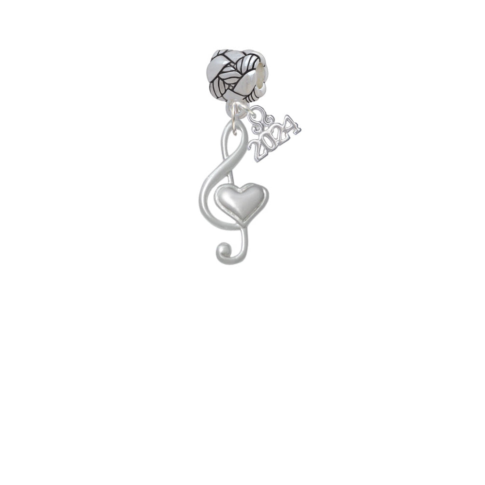 Delight Jewelry Plated Large Clef with Heart Woven Rope Charm Bead Dangle with Year 2024 Image 1