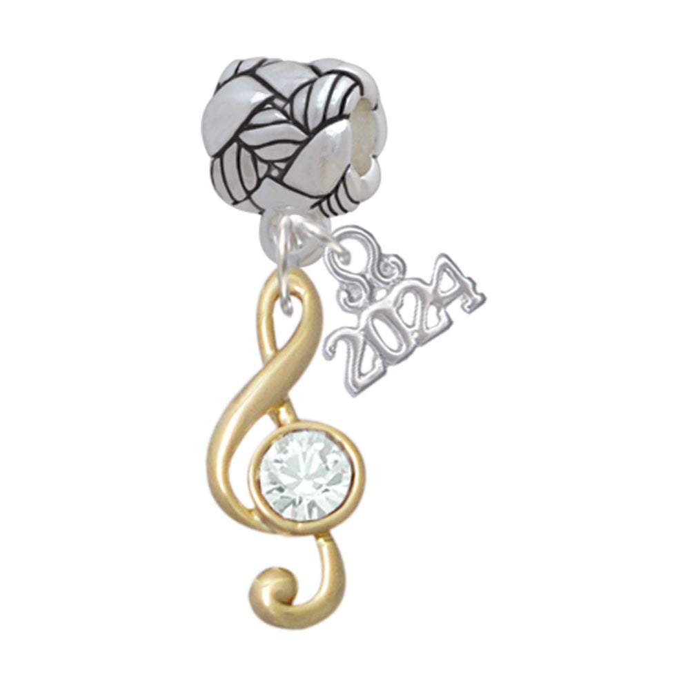Delight Jewelry Plated Medium Clef with Crystal Woven Rope Charm Bead Dangle with Year 2024 Image 4