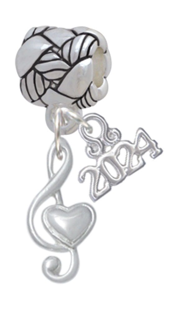 Delight Jewelry Plated Medium Clef with Heart Woven Rope Charm Bead Dangle with Year 2024 Image 1