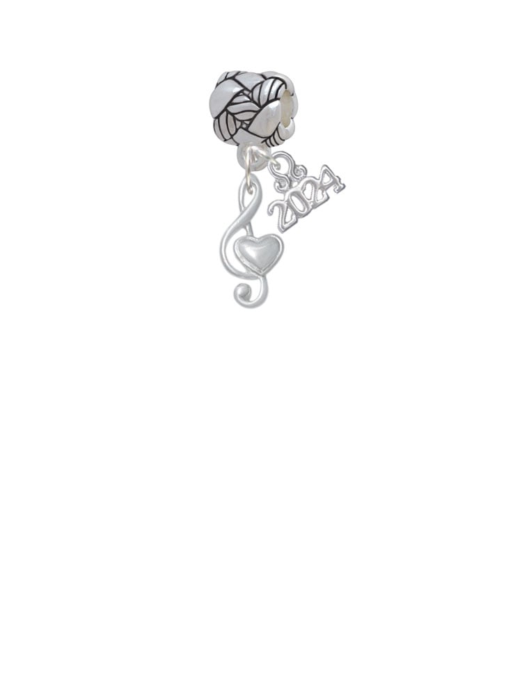 Delight Jewelry Plated Medium Clef with Heart Woven Rope Charm Bead Dangle with Year 2024 Image 2