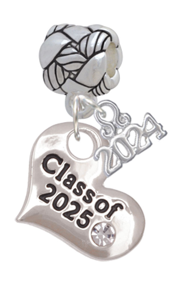 Delight Jewelry Silvertone Class of Heart Woven Rope Charm Bead Dangle with Year 2024 Image 6